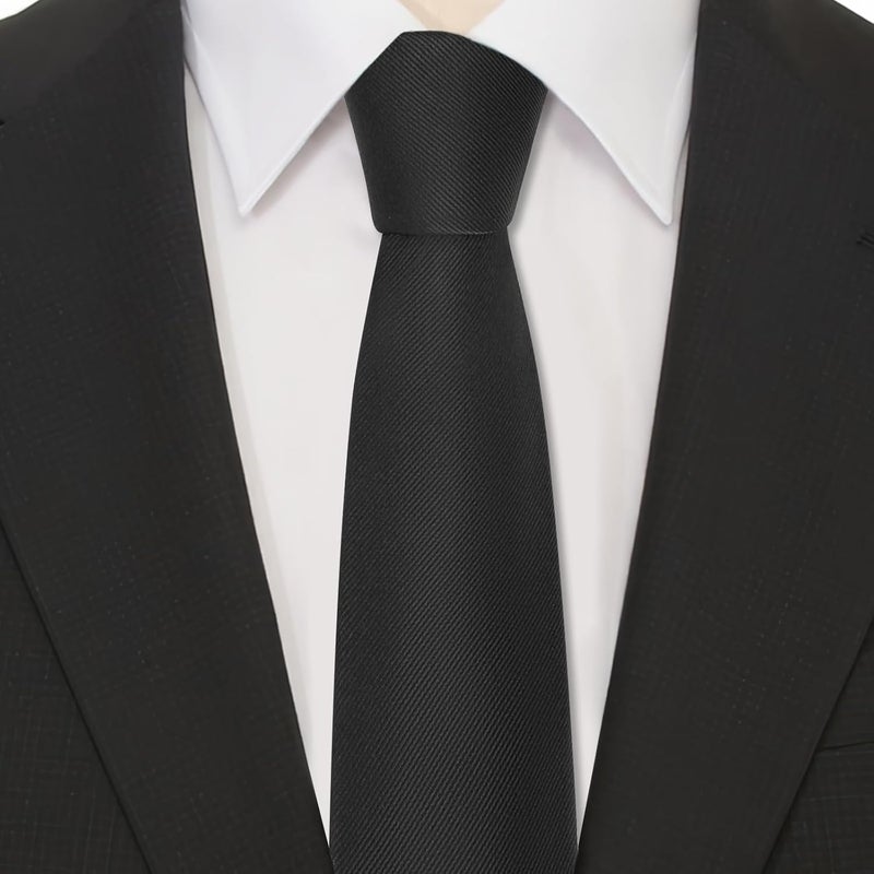 Junmaxroad Store Black Ties For Men Solid Color Formal Neckties 3.15" (8CM) Men's Ties - Image 3